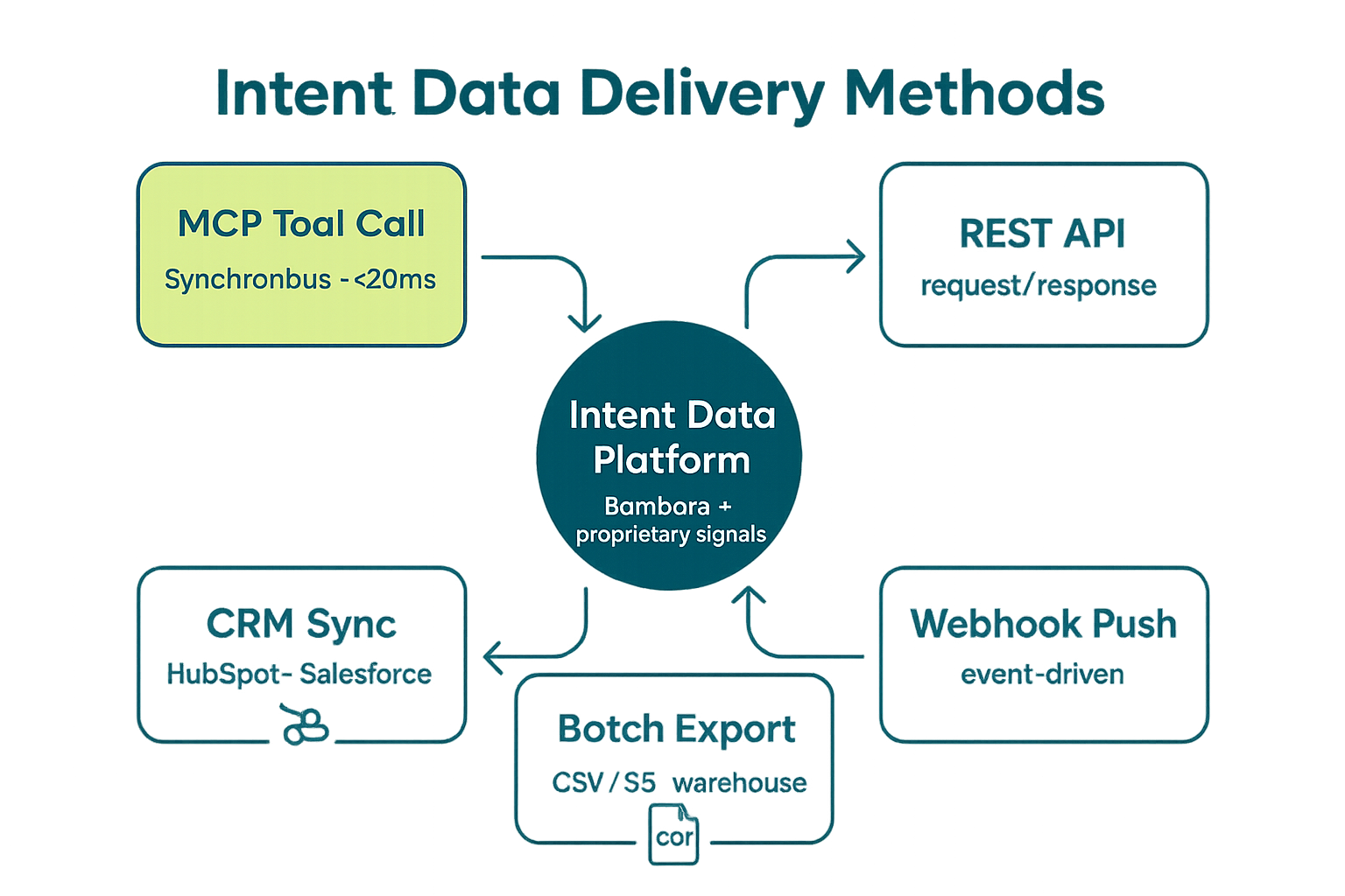 Intent data delivery methods hub-and-spoke diagram