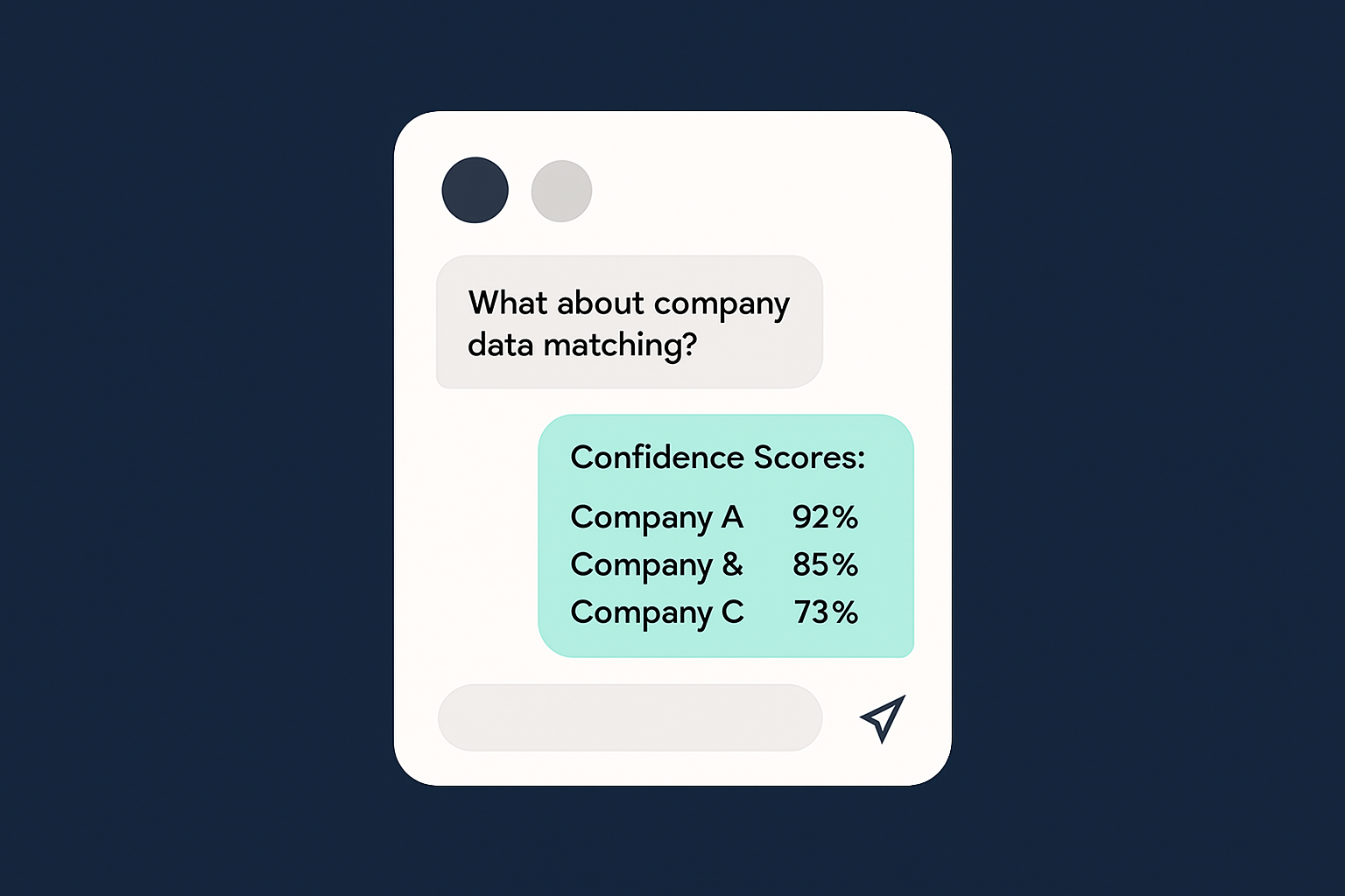 Vibe Prospecting chat interface showing company record matching with confidence scores per pair
